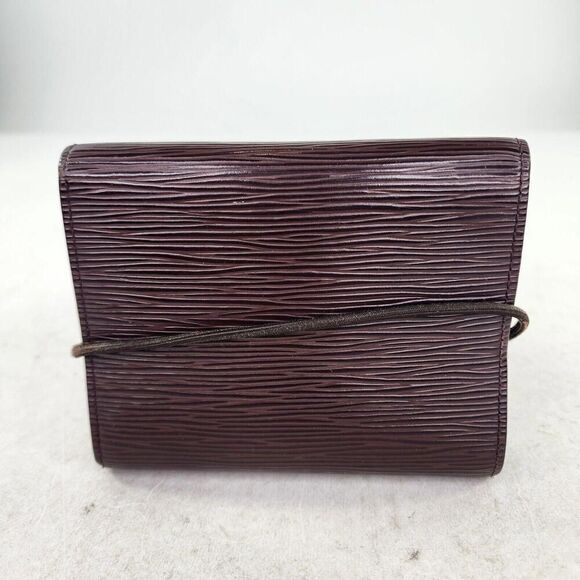 Louis Vuitton Epi Porte Monnaie Elastic Trifold Wallet Brown Leather Card Holder - Picture 2 of 14